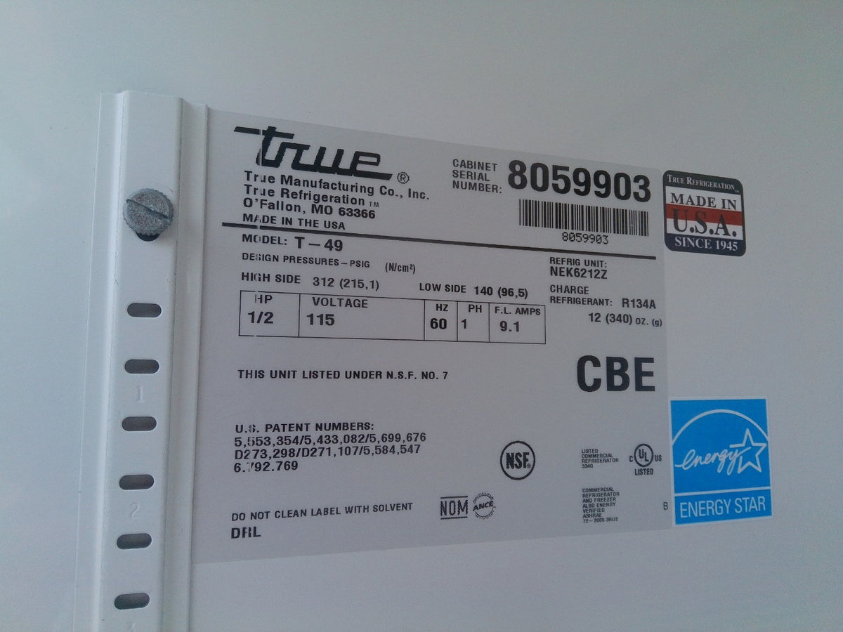 True T-49 +4C Double Door Stainless Steel Refrigerator 49Cf 120v (2014)