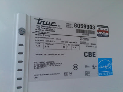True T-49 +4C Double Door Stainless Steel Refrigerator 49Cf 120v (2014)