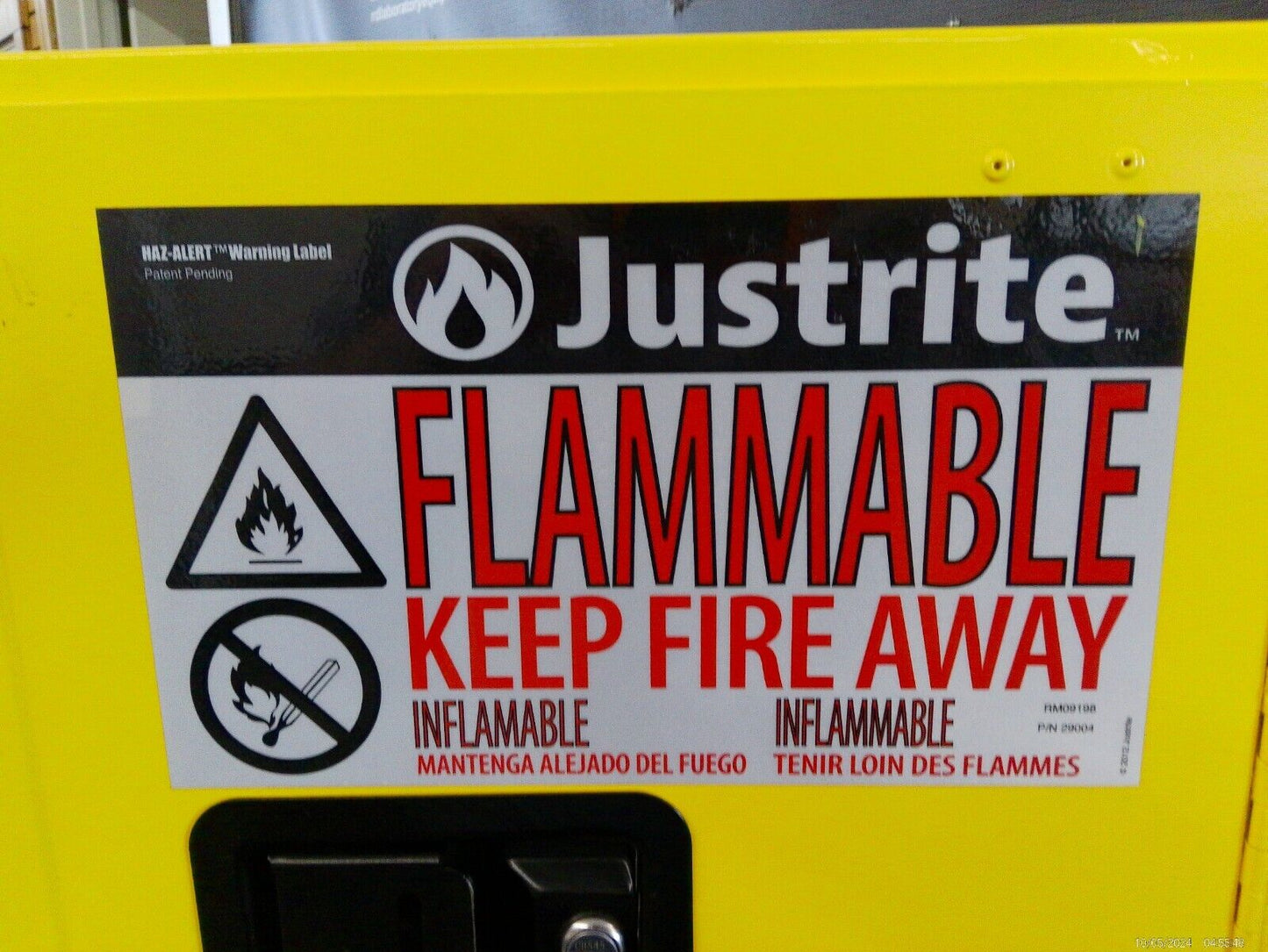Justrite 29004 Countertop Flammable Storage Cabinet Self Closing Doors 4 Gal