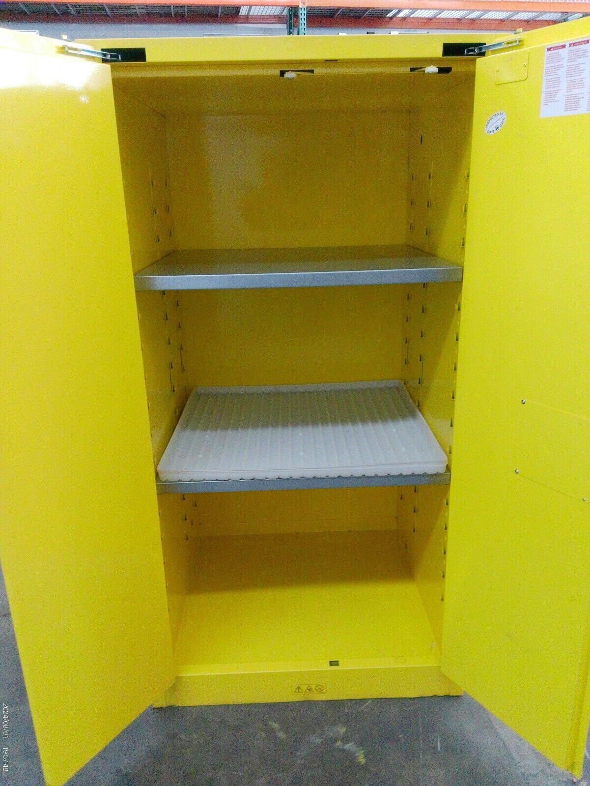 Uline H-1565S-Y Flammable Storage Cabinet Self Closing Doors 60 Gal
