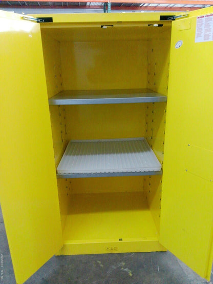 Uline H-1565S-Y Flammable Storage Cabinet Self Closing Doors 60 Gal