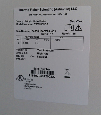 Thermo Scientific TSX4505GA Glass Double Door +4C Refrigerator 45.8Cf (2020)