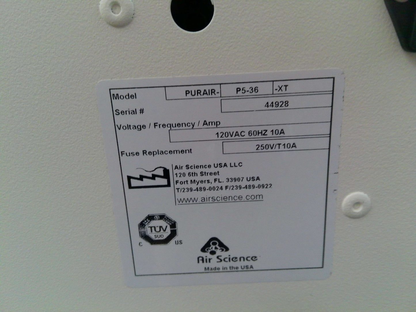 Air Science Basic 3ft Purair P5-36-XT Ductless Fume Hood 120v FULLY TESTED