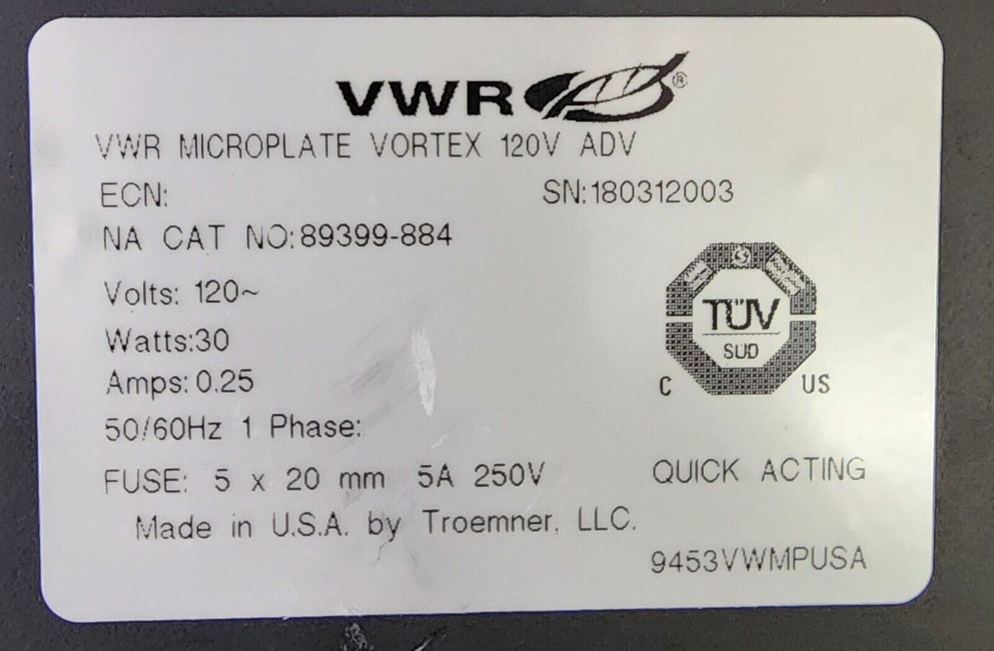 VWR 89399-884 Advanced Microplate Vortex Mixer 120v FULLY TESTED