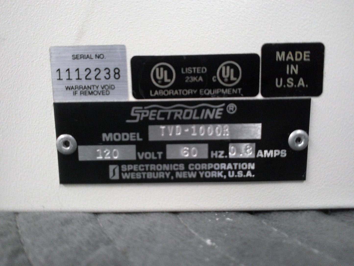 Spectroline TVD-1000R Bi-O-Vision UV/ White Light Transilluminator FULLY TESTED