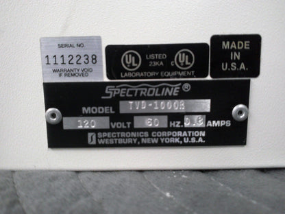 Spectroline TVD-1000R Bi-O-Vision UV/ White Light Transilluminator FULLY TESTED