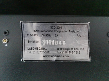Labomed Inc. SCO-2004 4 Channel Semi-Automatic Coagulation Analyzer 220v