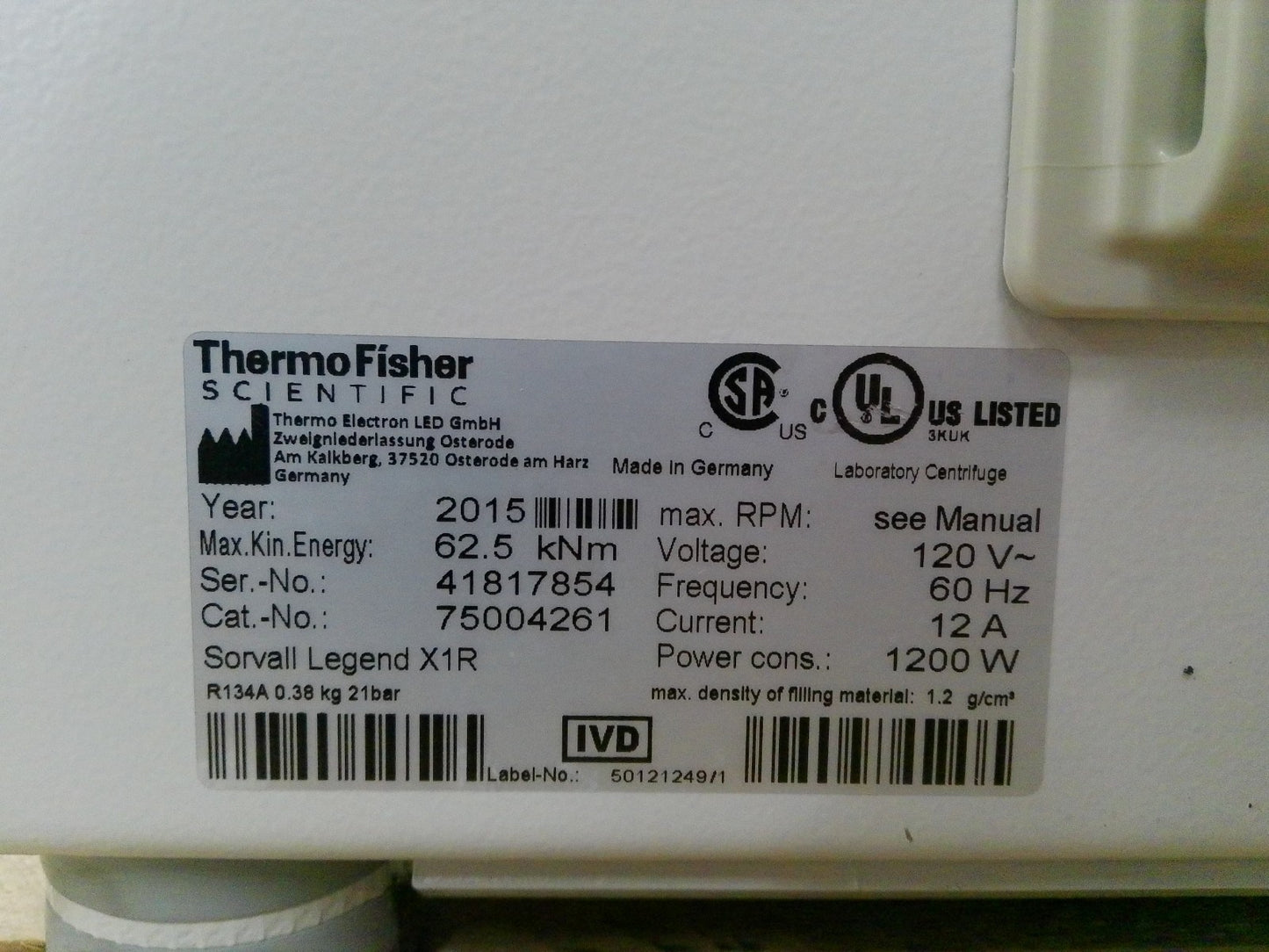 Thermo Sorvall X1R Refrigerated Benchtop Centrifuge w/ Rotor 120v FULLY TESTED
