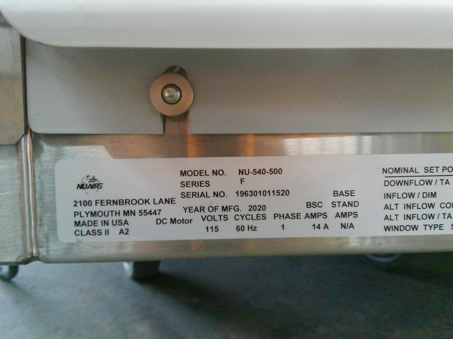Nuaire 5ft 540-500 A2 Biosafety/Biological Safety Cabinet w/UV & Stand +Warranty