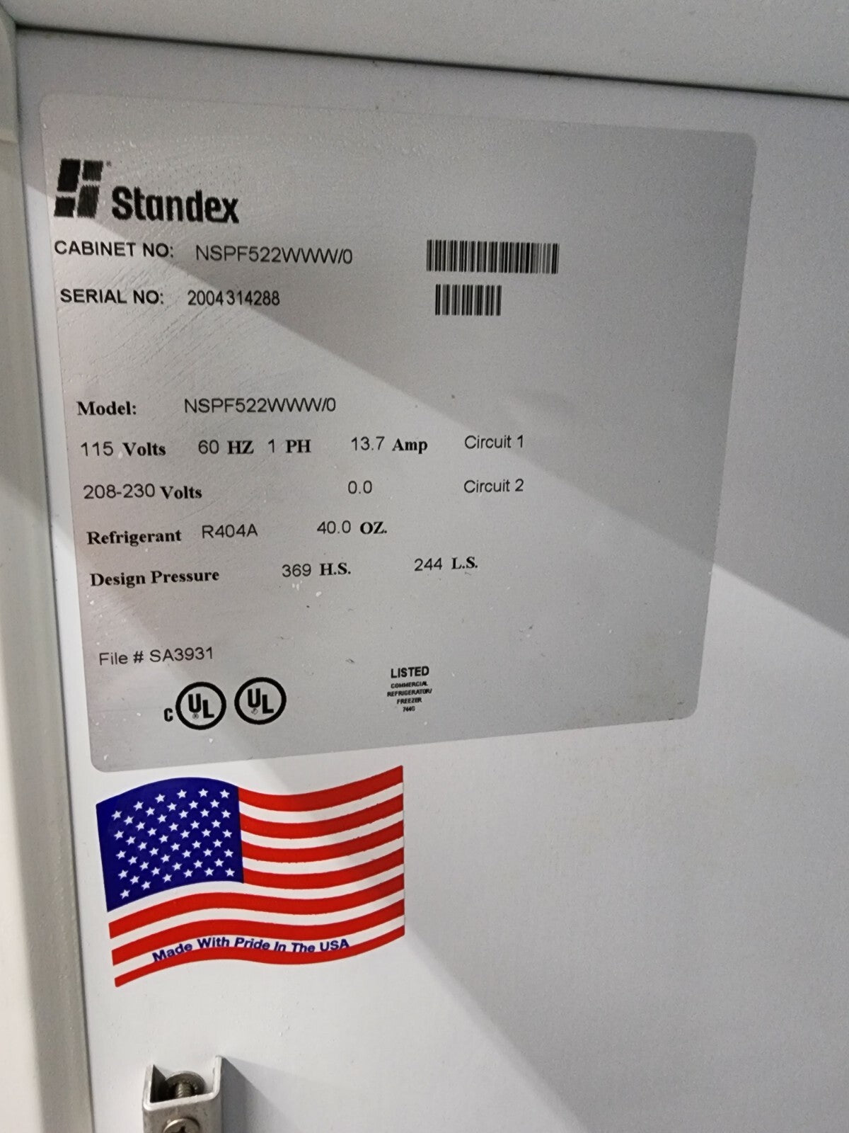 NorLake -20C Two Door / Double Door Commercial Freezer 52cf, 120v, +Warranty