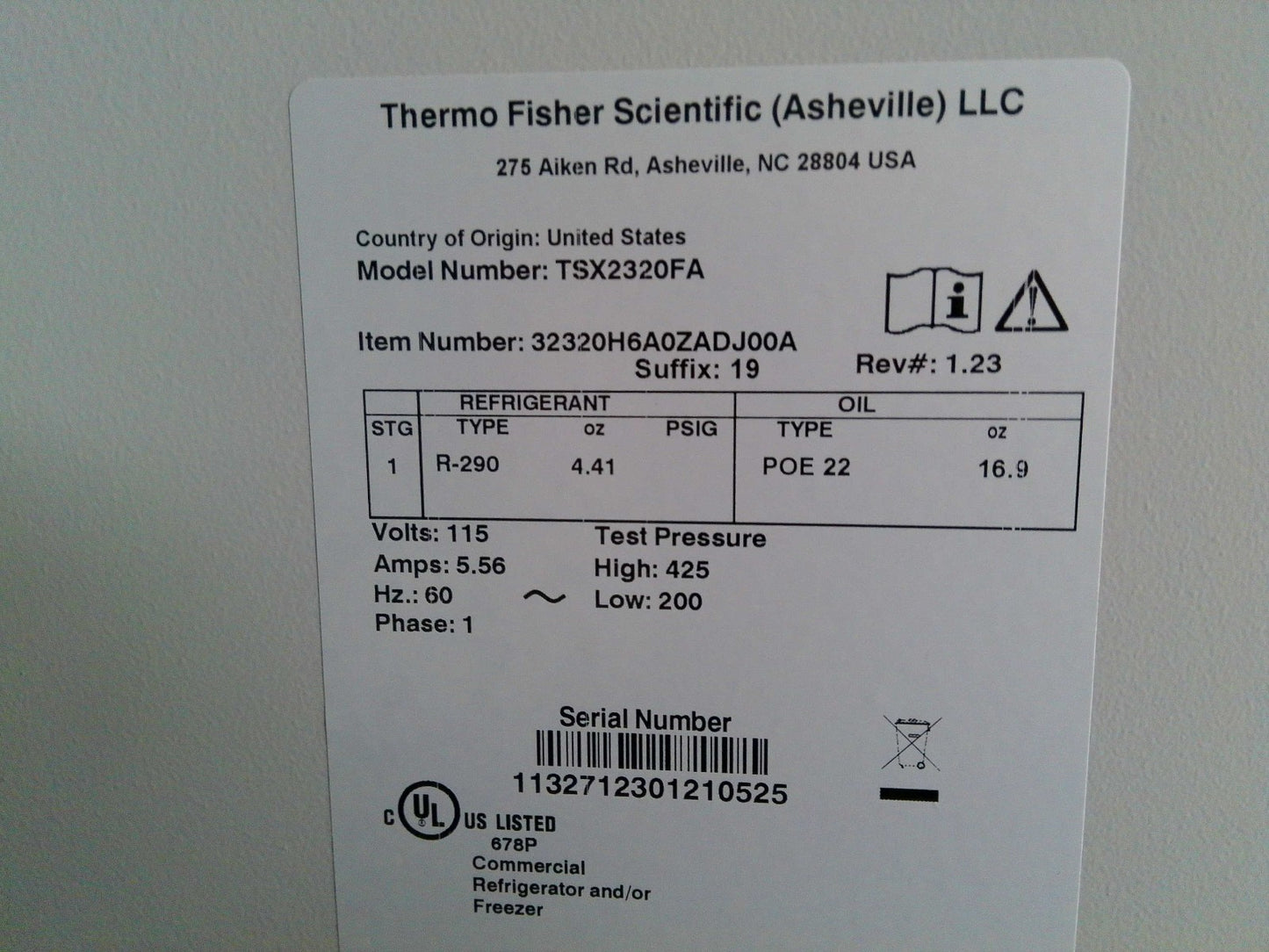 Thermo Scientific TSX2320FA -20C Laboratory Freezer 23Cf FULLY TESTED 2021