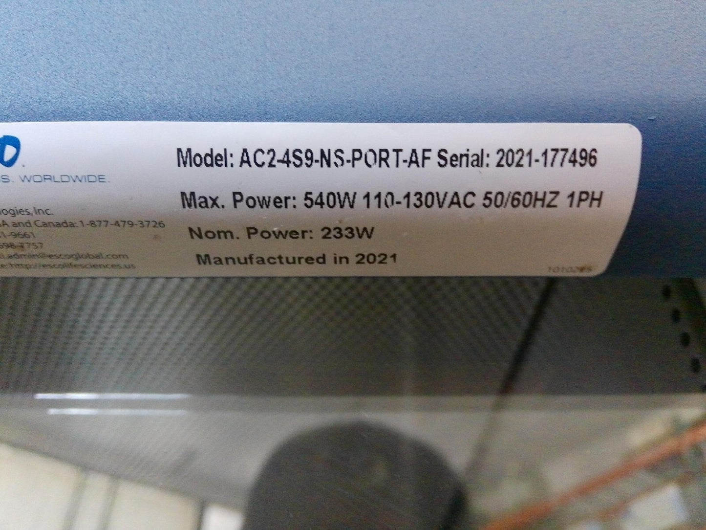 Esco 4ft AC2-4S9  (2021) A2 Biosafety Cabinet w/Stand & UV, FULLY TESTED