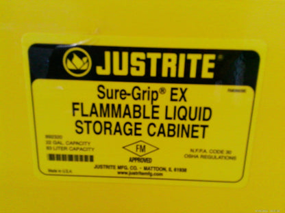 Justrite 892320 Flammable Storage Cabinet Self Closing Doors 22 Gal