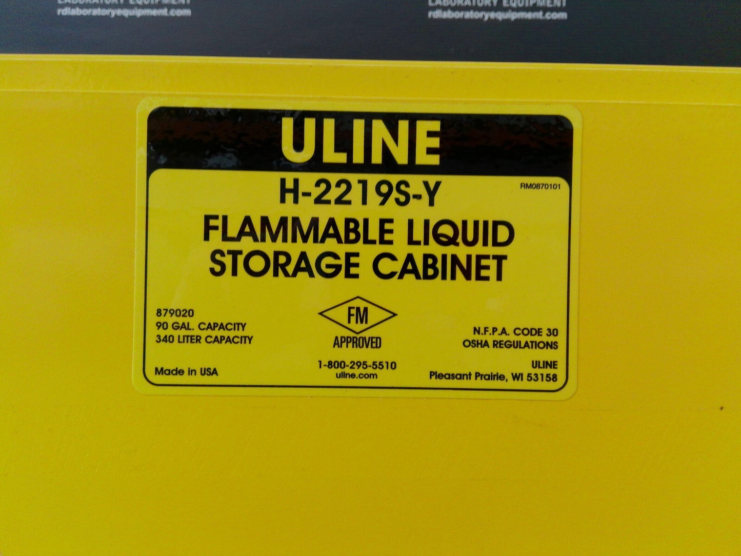 Uline H-2219S-Y Flammable Storage Cabinet Self Closing Doors 90 Gal