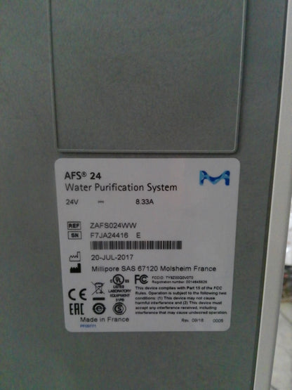 Millipore AFS 24 Water Purification System w/ Sanitation Module TankS60UV