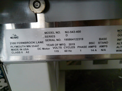 Nuaire 4ft 543-400 A2 Biosafety/Biological Safety Cabinet w/UV & Stand (2019)