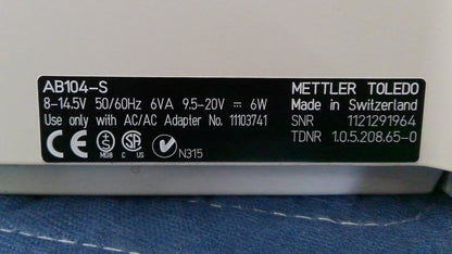 Mettler Toledo AB104-S Analytical Balance Laboratory Scale- Calibrated & TESTED