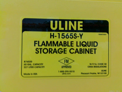 Uline H-1565S-Y Flammable Storage Cabinet Self Closing Doors 60 Gal