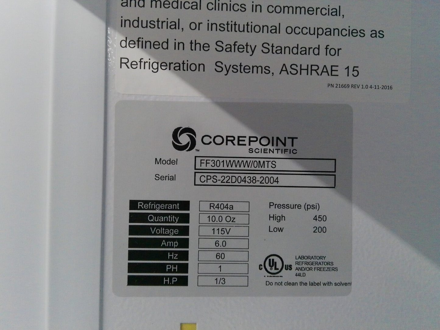 Corepoint Scientific FF301WWW -20c Flammable Material Storage Freezer 30Cf