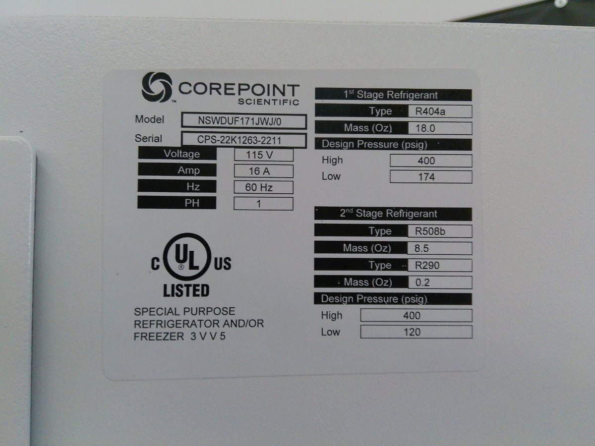 Corepoint Scientific NSWDUF171JWJ -86C Ultra Low Freezer 17Cf, FULLY TESTED