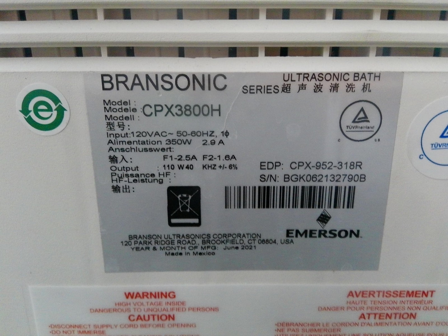 Branson CPX3800H Ultrasonic Cleaner w/ Digital Timer Heater & Temp Monitor 1.5G