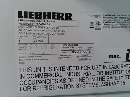Liebherr LFB19W1HC Mediline General Purpose -20c Lab Freezer 19Cf 120v