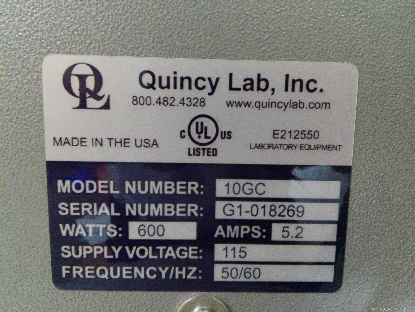 Quincy Lab 10GC Gravity Convection Lab Oven 0.7Cf 120V - NEW OPEN BOX