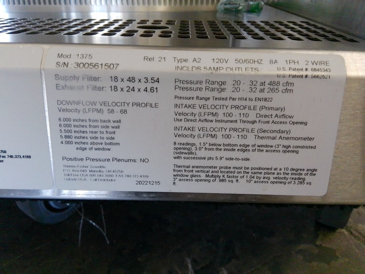 Thermo Scientific 4ft 1375 A2 Biosafety/Biological Safety Cabinet w /UV (2021)
