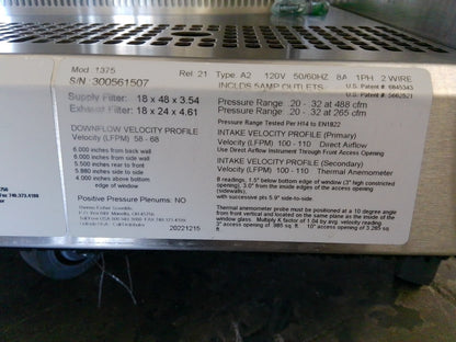 Thermo Scientific 4ft 1375 A2 Biosafety/Biological Safety Cabinet w /UV (2021)