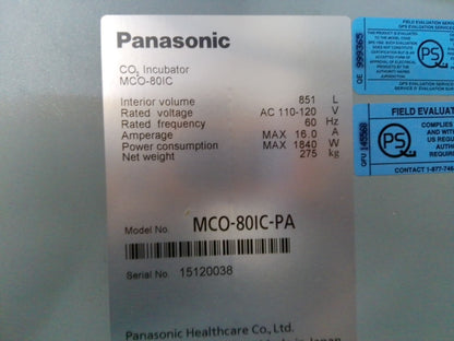 Panasonic MCO-80IC CO2 Large Reach-In Incubator 30.1Cf, 851L, 120v