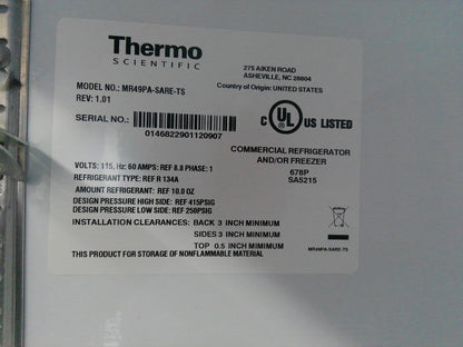 Thermo Scientific MR49PASARETS Stainless Steel Double Door +4C Refrigerator 49Cf