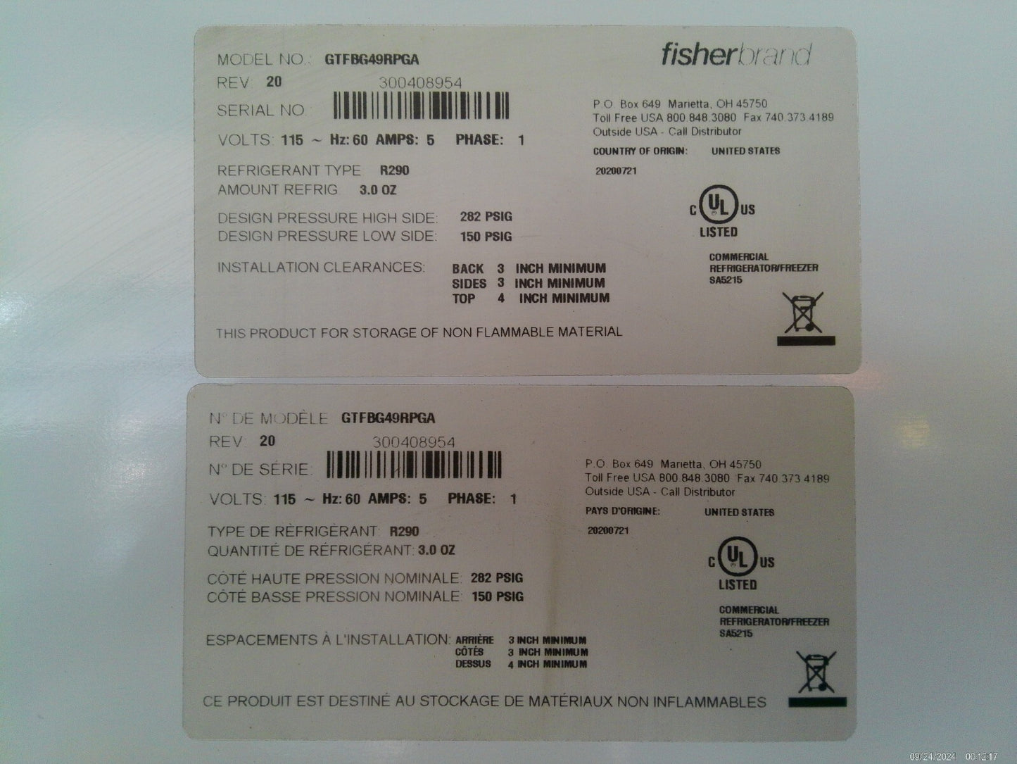 Fisherbrand GTFBG49RPGA Isotemp Deli Refrigerator Glass Door 49Cf, FULLY TESTED