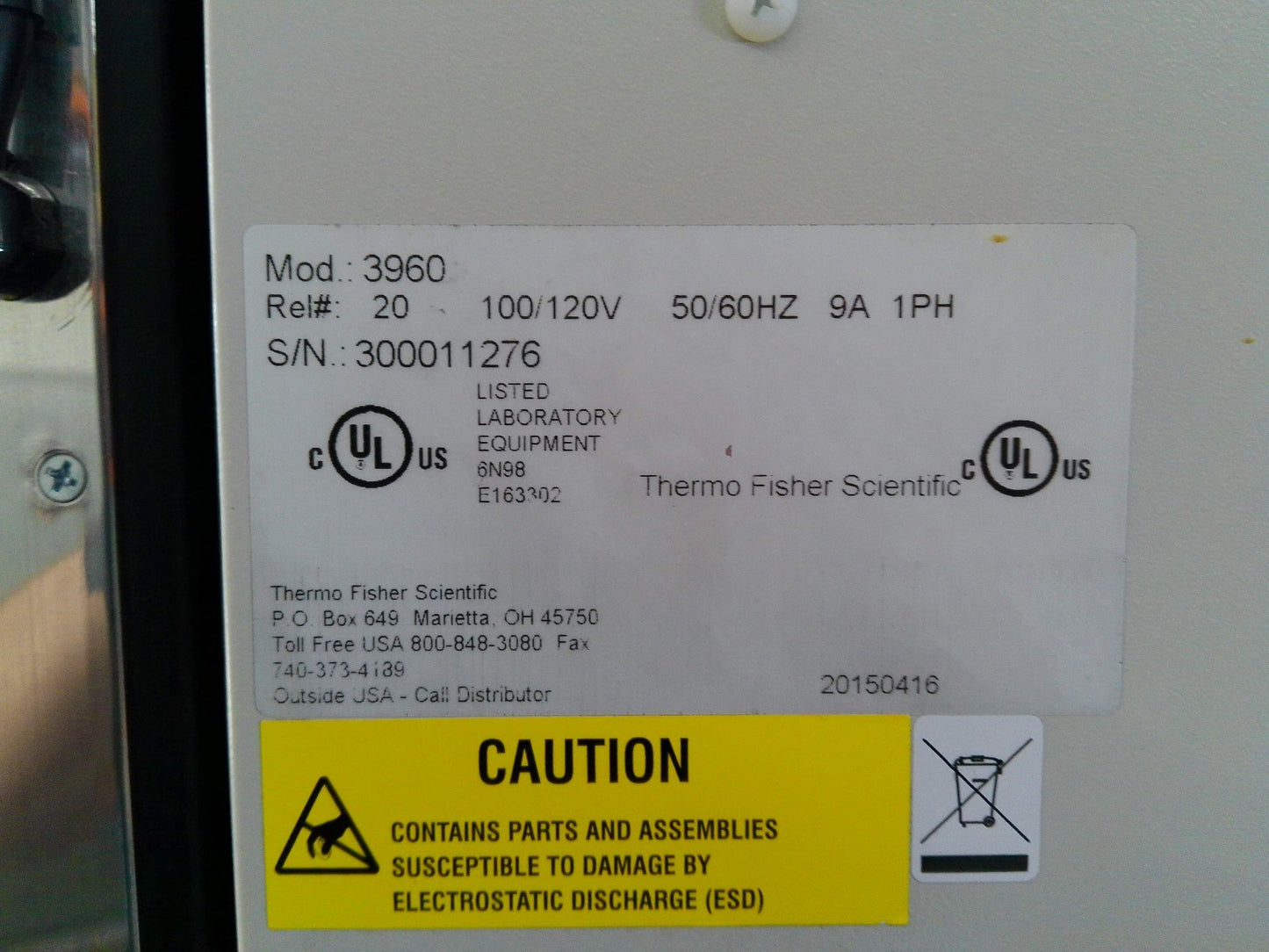 Thermo Scientific 3960 Environmental Chamber 29Cf 120v FULLY TESTED (2015)