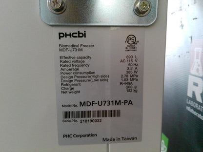 PHCbi MDF-U731M -30° Commercial Laboratory Freezer 24.4Cf (2021) FULLY TESTED