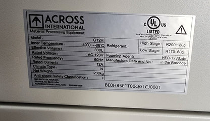Across International -86 C (2021) Ultra Low Freezer  12Cf, 120v FULLY TESTED