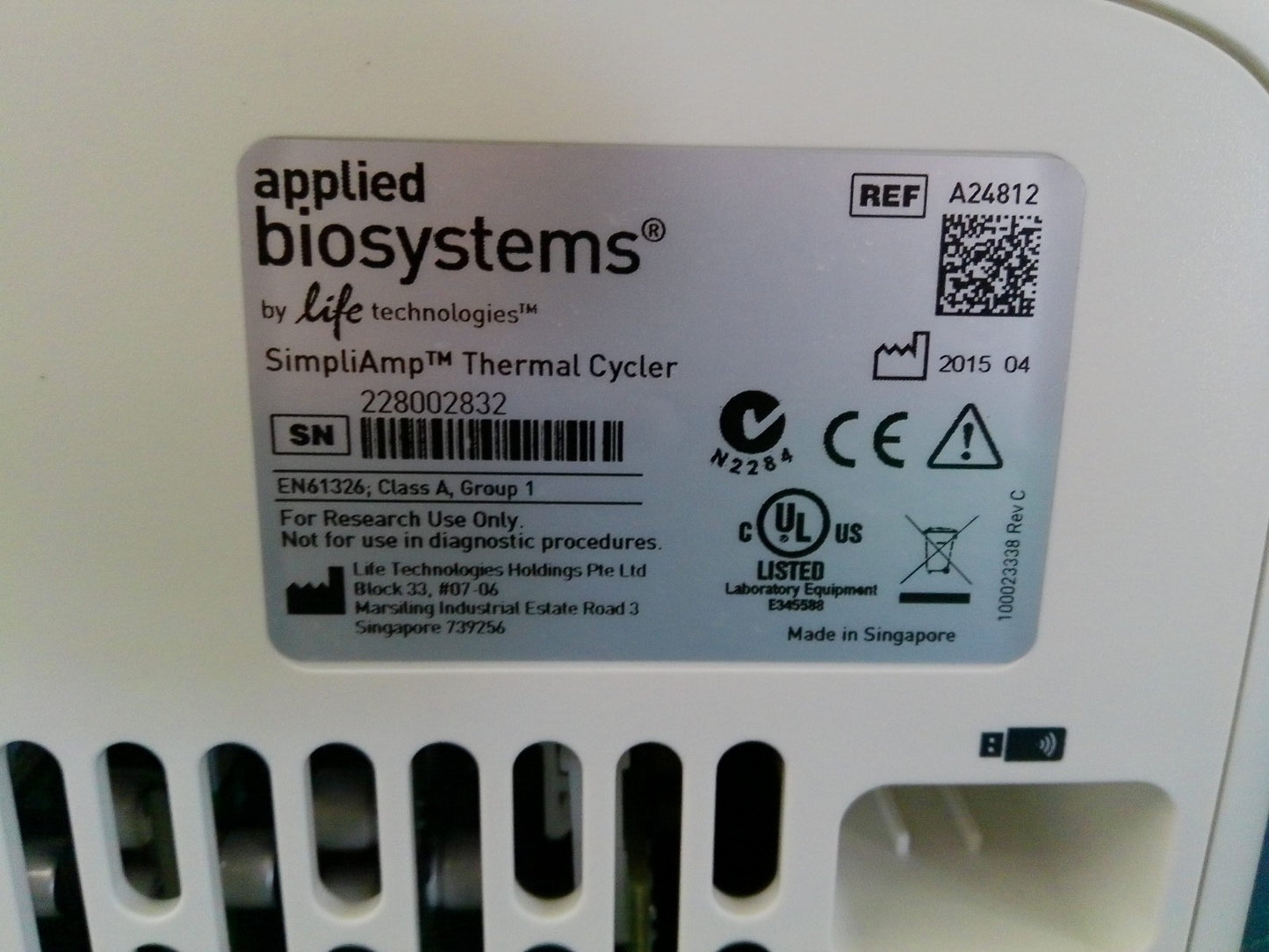 Applied Systems A24812 SimpliAmp 96-Well PCR Thermal Cycler (2015)