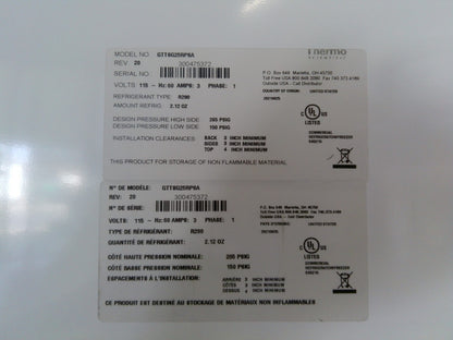 Thermo Scientific GTTSG25RPSA +4C Laboratory Refrigerator 23Cf FULLY TESTED