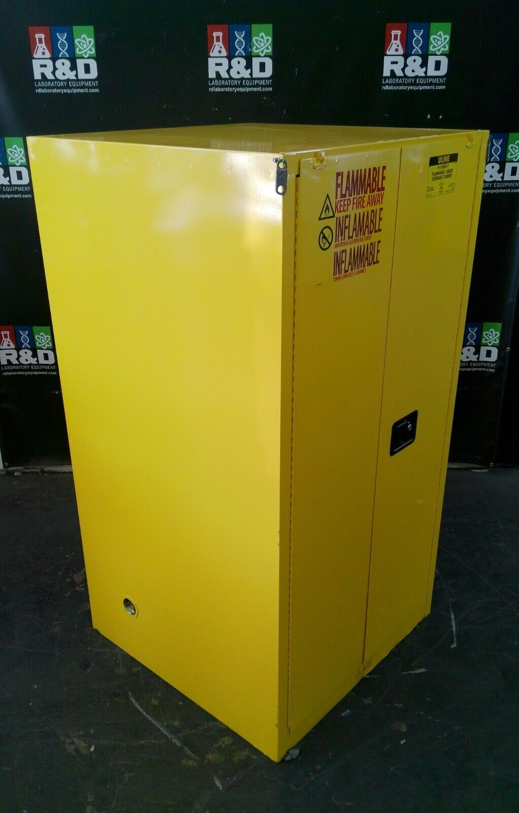 Uline H-1565S-Y Flammable Storage Cabinet Self Closing Doors 60 Gal