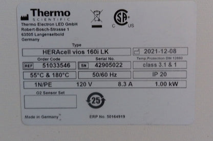 Thermo HERAcell Vios 160i Copper Lined CO2 Incubator (2021) Calibrated