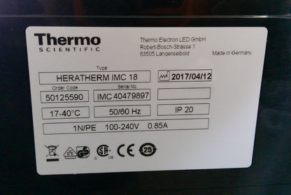 Thermo Scientific Heratherm IMC 18 Microbiological Incubator (17-40c) .65Cf