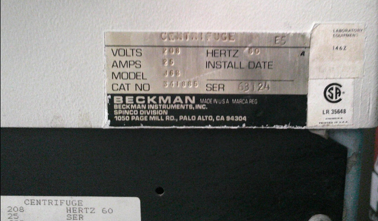 Beckman Coulter J-6B Refrigerated Floor Centrifuge w/ Rotor (JLA.16.250) 220v
