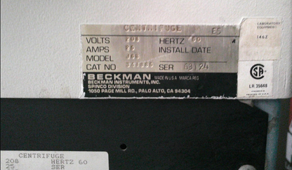 Beckman Coulter J-6B Refrigerated Floor Centrifuge w/ Rotor (JLA.16.250) 220v