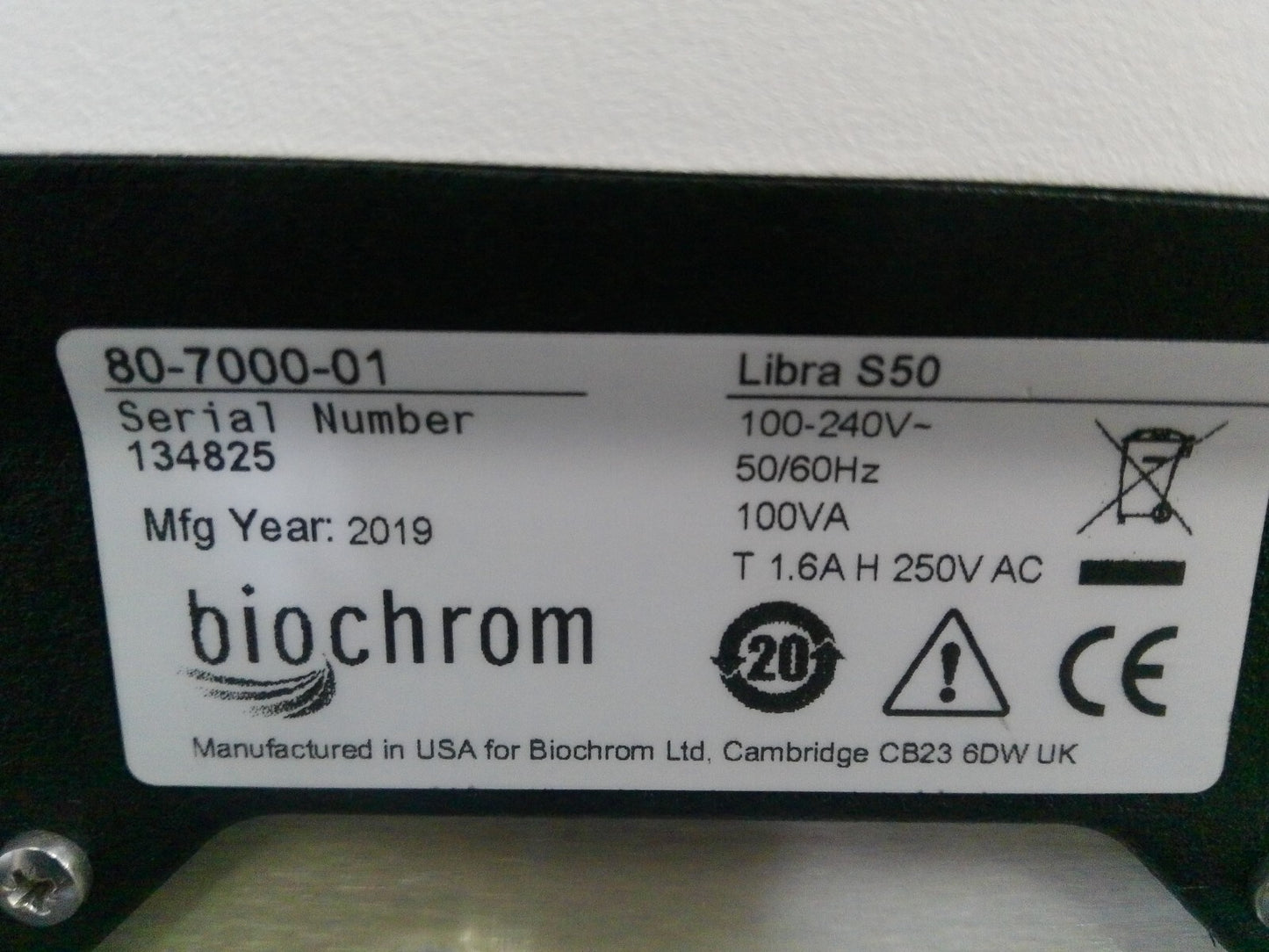Biochrom Libra 80-7000-01 S50 UV/Vis Spectrophotometer 120v FULLY TESTED