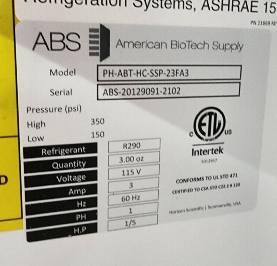ABS American Biotech Supply Stainless Commercial Freezer 23Cf -30, FULLY TESTED
