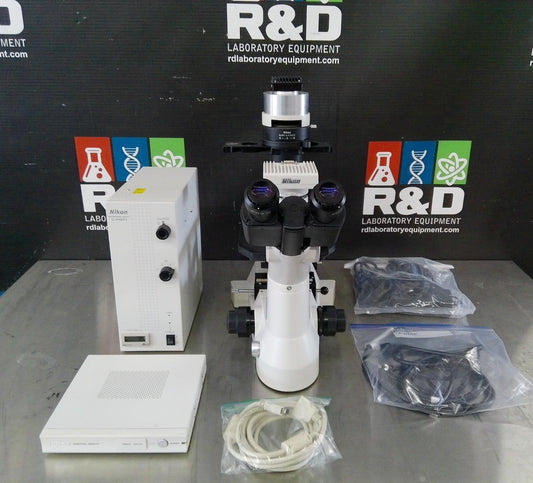 Nikon Eclipse TS100 Inverted Phase Contrast Microscope w/ 4 Obj, C-HGFI, DS-U2
