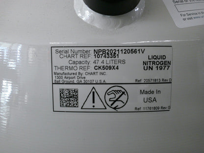 Thermo Scientific BioCane 47 L Liquid Nitrogen LN2 Dewar Cryo Storage w/Racks