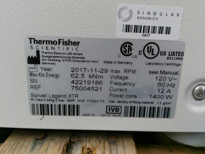 Thermo Sorvall XTR Refrigerated Benchtop Centrifuge w/ Rotor 120v FULLY TESTED
