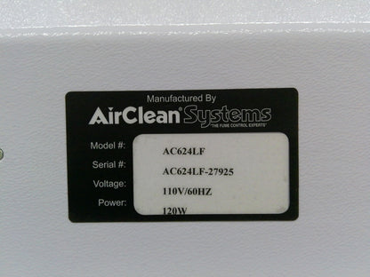 AirClean Systems PCR 2ft Laminar Flow Workstation w/HEPA & Blower, FULLY TESTED