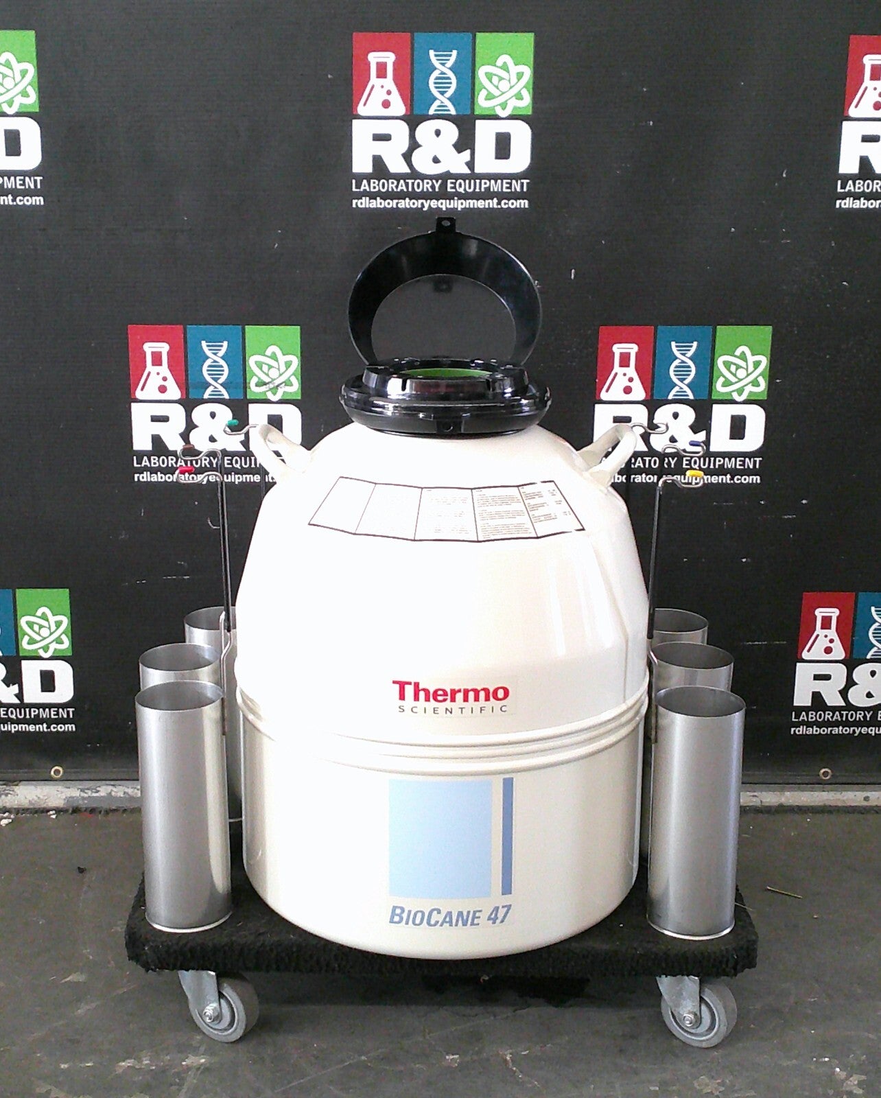 Thermo Scientific BioCane 47 L Liquid Nitrogen LN2 Dewar Cryo Storage w/Racks