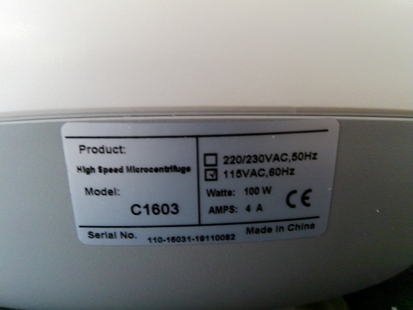VWR C1603 High Speed Microcentrifuge w/ Rotor & Lid